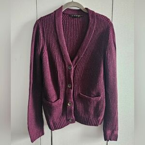 NWOT rag & bone jean purple maroon Wool cardigan confetti print! Size S